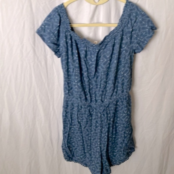Rewind: Denim Blue Floral Romper- M - Picture 9 of 15